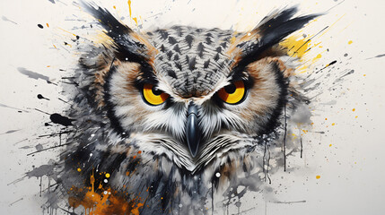 an owl with yellow eyes