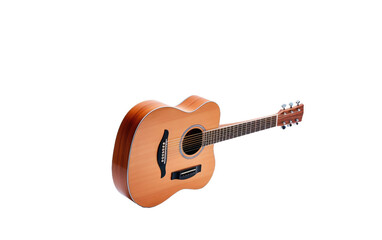 Acoustic Guitar With White Background. An image of an acoustic guitar placed on a white background.