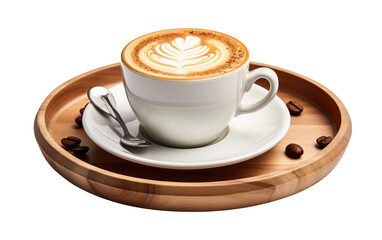 Cup of Coffee on Tray With Spoons. A cup of coffee is placed on a tray alongside several spoons, ready to be enjoyed.