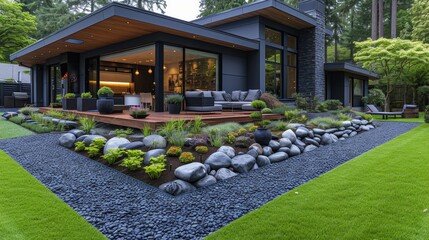 This is an outdoor landscape garden in North Vancouver, British Columbia, Canada.