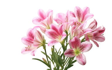 Delicate pink flowers gracefully adorn a vase, creating a captivating centerpiece on a table.
