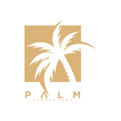 Obraz premium Resort and beach palm logo design with premium concept