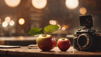 camera and apple