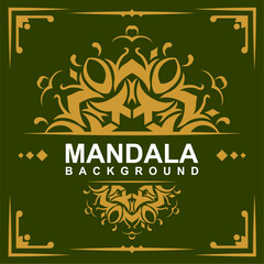 Golden frame with mandala art background