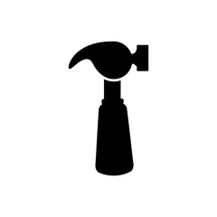 Hammer black and white flat icon on white background