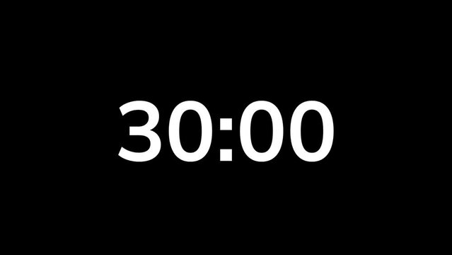35 second countdown timer animation on black background