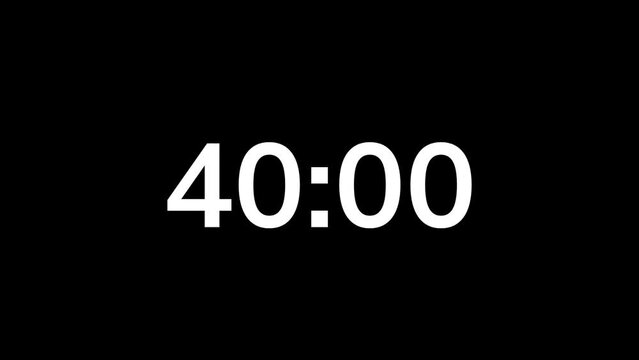 45 second countdown timer animation on black background