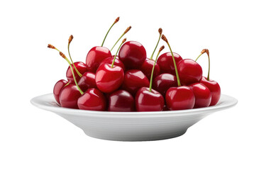 White Bowl Filled With Abundant Red Cherries. A white bowl filled to the brim with an abundance of ripe, juicy red cherries.