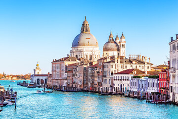 Fototapeta na wymiar Beautiful view of Grand Canal and Basilica Santa Maria della Salute in Venice, Italy.