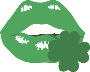 St Paticks day lips with clover leaf
