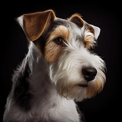 Elegant Wire Fox Terrier Portrait with Dark Background