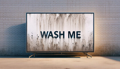 Time for a Clean Start: 'Wash Me' Message on a Dirty TV Screen