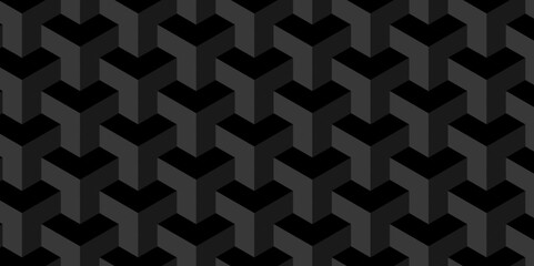 Abstract cubes geometric tile and mosaic wall or grid backdrop hexagon technology wallpaper background. Black and gray geometric block cube structure backdrop grid triangle texture vintage design.