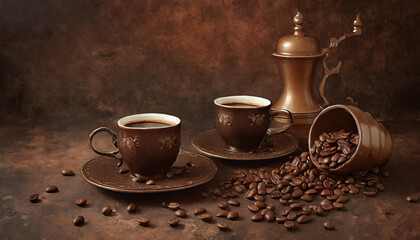 coffee beans and cup