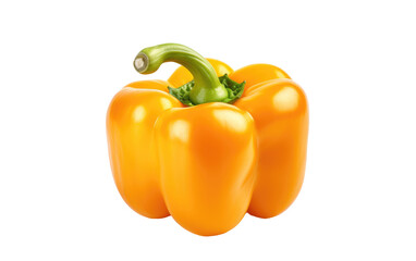 Orange Pepper. A group of vibrant orange peppers arranged neatly on a plain white background.