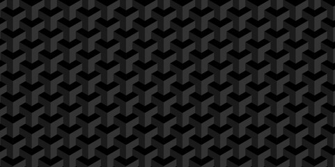 Abstract cubes geometric tile and mosaic wall or grid backdrop hexagon technology wallpaper background. Black and gray geometric block cube structure backdrop grid triangle texture vintage design.