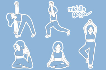 ミドル女性たちのヨガポーズセット