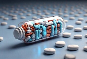 Medical pill concept, Pill symbolizing the integration of artificial intelligence into the development of future healthcare and advanced treatments. - obrazy, fototapety, plakaty