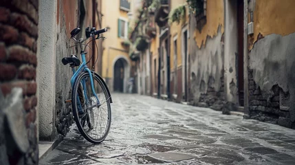 Deurstickers bicycle in the street © anna