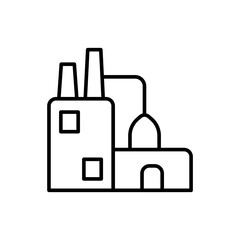Factory building outline icons, minimalist vector illustration ,simple transparent graphic element .Isolated on white background
