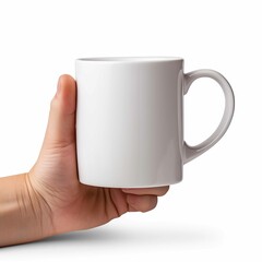 a mug holds in hand png isolated on a white background