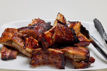 pork ribs on a plate ready to eat.
