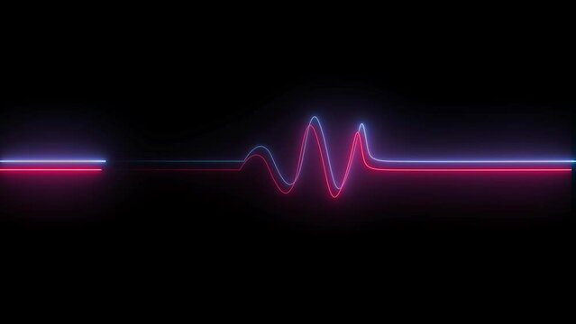 Abstract neon heartbeat and pulse rate animation.