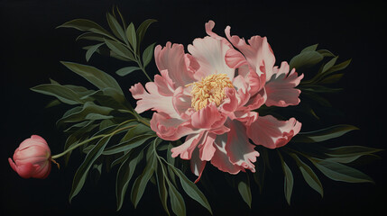 A painting of a pink flower