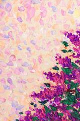 Oil painting Lilac bush in spring