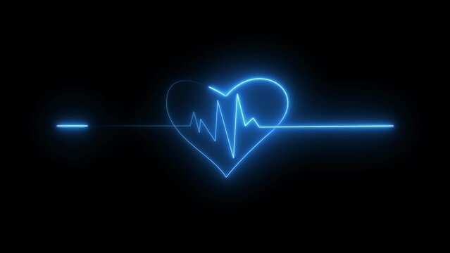 Abstract neon heartbeat and pulse rate animation.
