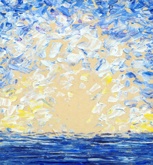 Abstract Oil Painting. Background of blue sky
