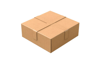 Cardboard Box. A photograph of a plain cardboard box placed on a clean Transparent background.