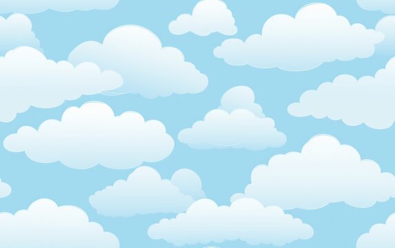 Flat Serene Cloud Texture Seamless Pattern