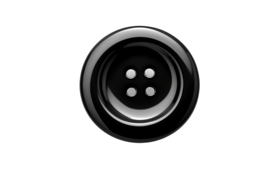 Black and White Button. A photograph showcasing a single black and white button placed on a plain Transparent background.