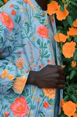 A detailed close-up of a persons hand holding a vibrant flower.