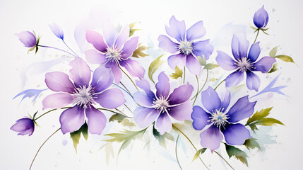 Fototapeta na wymiar A watercolor painting of purple flowers