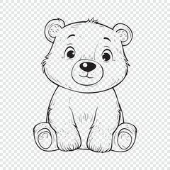 Cartoon bear. Hand drawn engraving style vector illustrations.