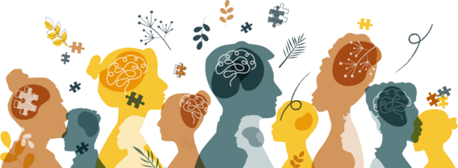 People stand side by side together. Mental Health concept.