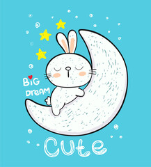 Cute with big dream t-shirt graphic design vector illustration 