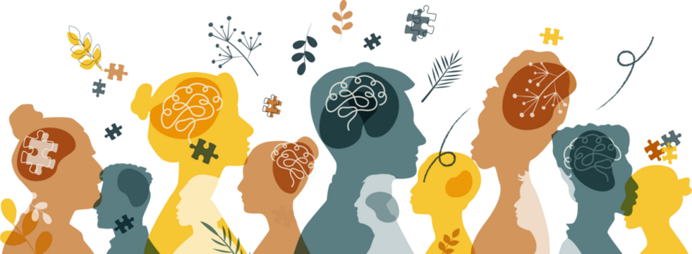 People stand side by side together. Mental Health concept.