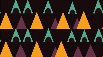 African triangle seamless pattern. Geometric background. Colorful geometric seamless pattern in retro 80's style. Modern artistic hand drawn abstract vector wallpaper.