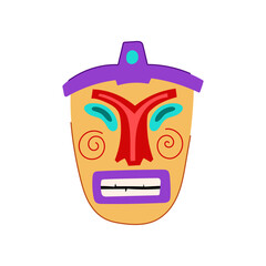 statue tiki mask cartoon vector illustration