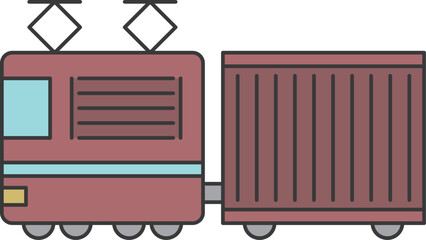 カラー駅関連アイコンイラスト　貨物列車