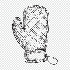 Kitchen gloves. Hand drawn engraving style vector illustrations.