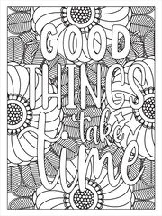 Abstract background flower pattern in black and whiteflower coloring pages and Motivational quotes coloring page with mandala background.