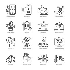 Handy Linear Icons Depicting Digital Economy 

