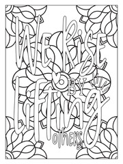 Abstract background flower pattern in black and whiteflower coloring pages and Motivational quotes coloring page with mandala background.