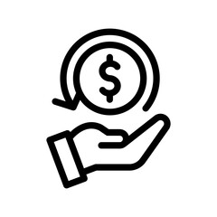  cashback line icon illustration vector graphic. Simple element illustration vector graphic, suitable for app, websites, and presentations isolated on white background