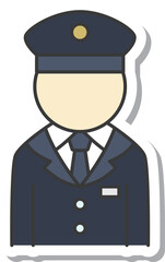 ステッカー駅関連アイコンイラスト　駅員