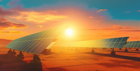 Fototapeta premium Solar panels reflect sparkling light From the sun ,Clean energy and environment. 3D rendering